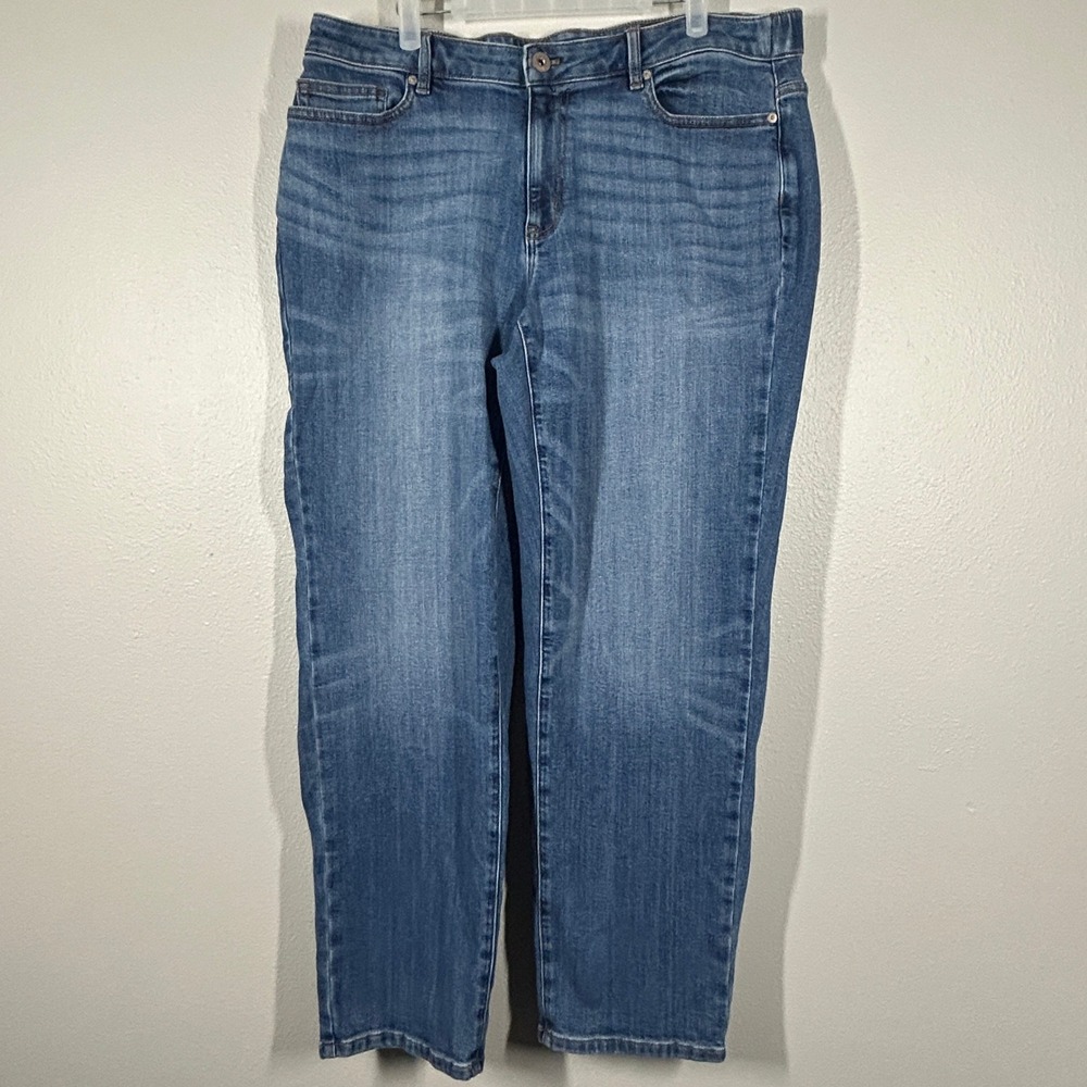 J. Jill Denim Relaxed Boyfriend Jeans Medium Wash Blue Size 18R Stretch Cotton
